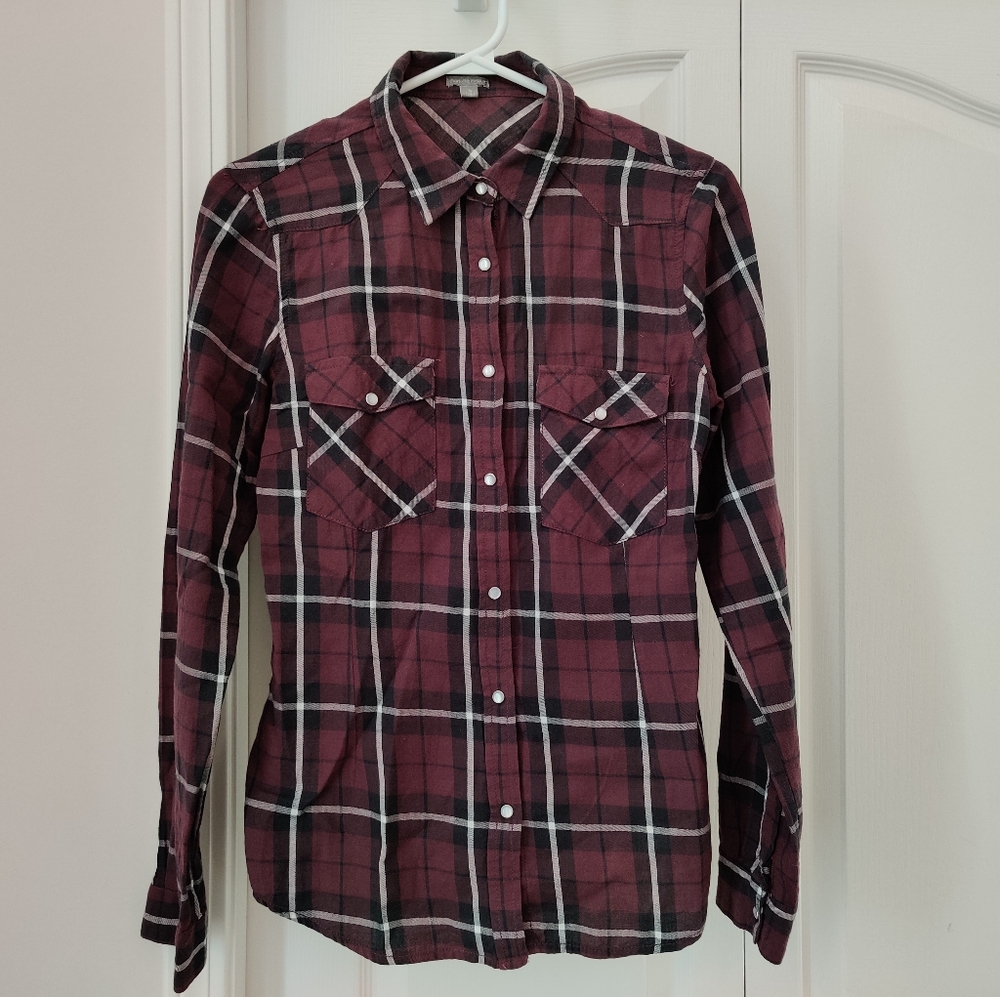 Charlotte Russe Plaid Long Sleeve Top